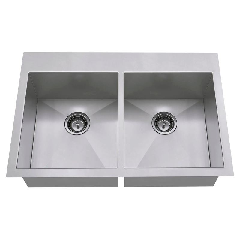 Edgewater 33 x 22-Inch Stainless Steel 1-Hole Dual Mount Double-Bowl Kitchen Sink