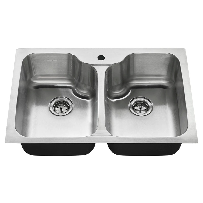 Fairacres 33 x 22-Inch Stainless Steel 1-Hole Dual Mount Double Bowl Kitchen Sink with Pull-Down Faucet