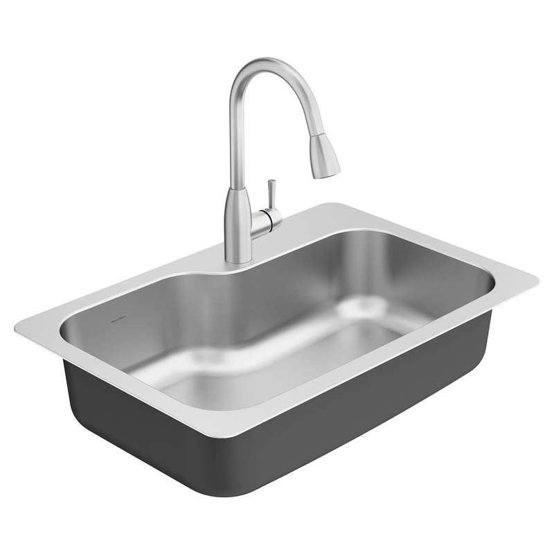 Fairacres 33 x 22-Inch Stainless Steel 1-Hole Dual Mount Single-Bowl Kitchen Sink with Pull-Down Faucet
