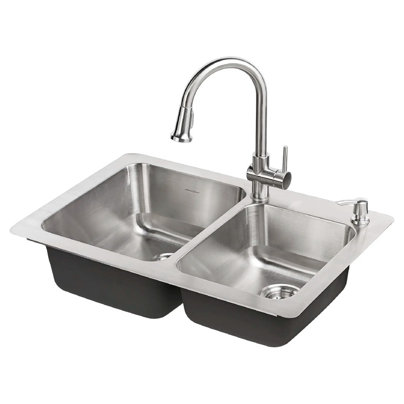 Montvale 33 x 22-Inch Stainless Steel Double-Bowl Kitchen Sink Kit