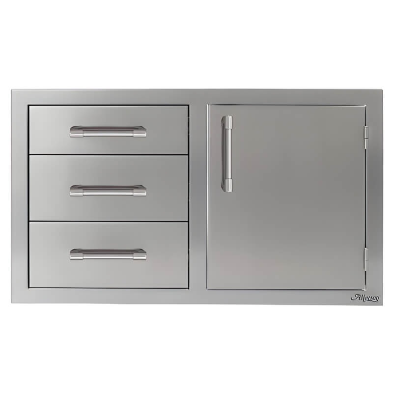Alfresco 32-Inch Stainless Steel Soft-Close Door & Triple Drawer Combo With Marine Armour