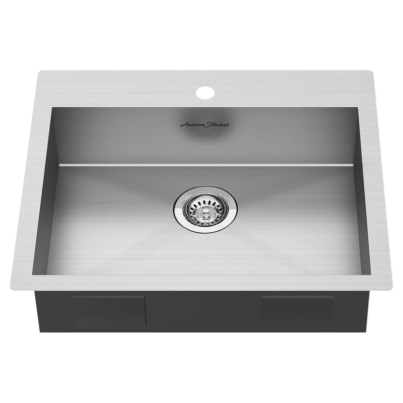Edgewater 25 x 22-Inch Stainless Steel 1-Hole Dual Mount Single-Bowl ADA Kitchen Sink