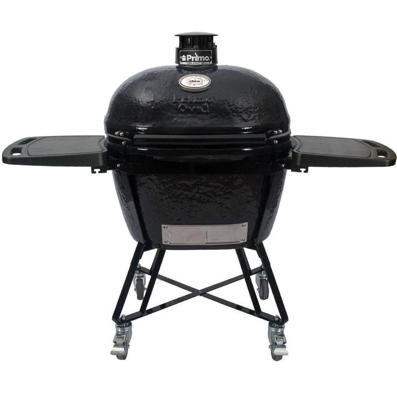 Primo All-In-One Oval XL 400 Ceramic Kamado Grill With Cradle Cart - PGCXLC