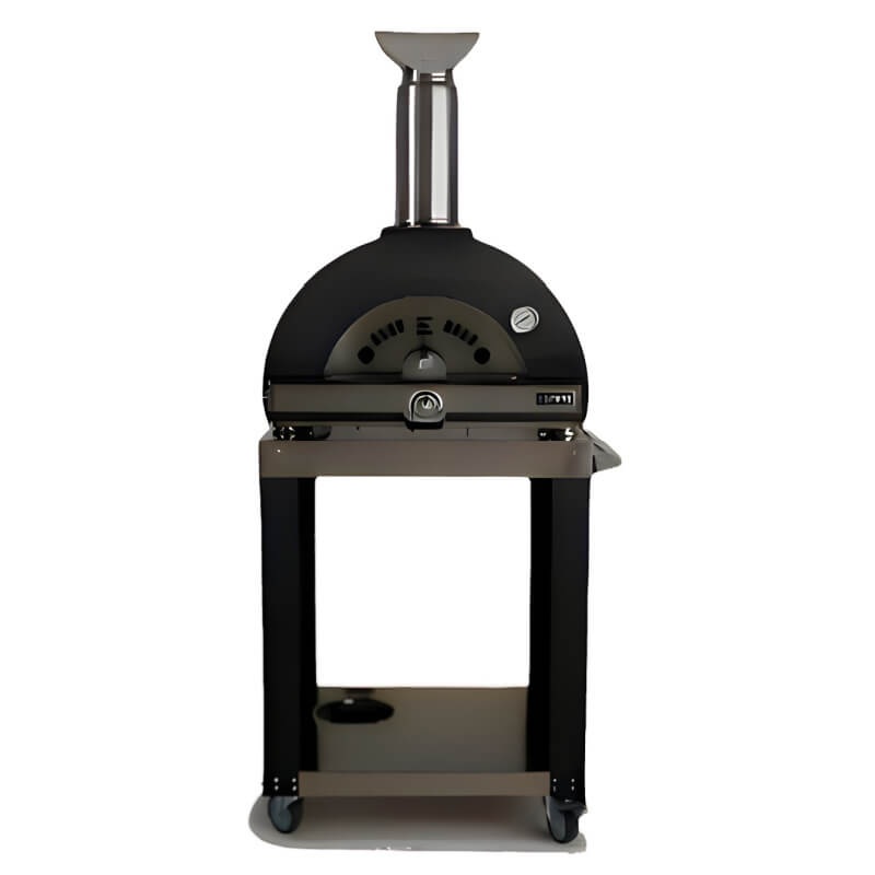 Coyote 30-Inch Hybrid Multi-Fuel Outdoor Pizza Oven with Cart - Matte Black