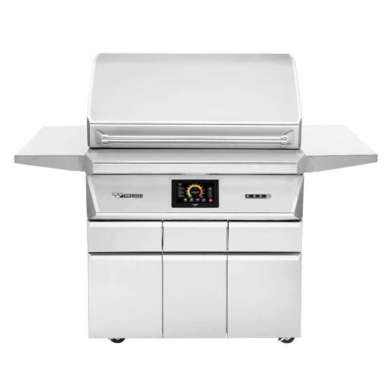 Twin Eagles Wi-Fi Controlled 36-Inch Stainless Steel Pellet Grill and Smoker with Rotisserie On Deluxe Cart
