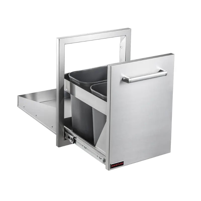 Whistler 22-Inch Stainless Steel 2-Bin Trash Drawer