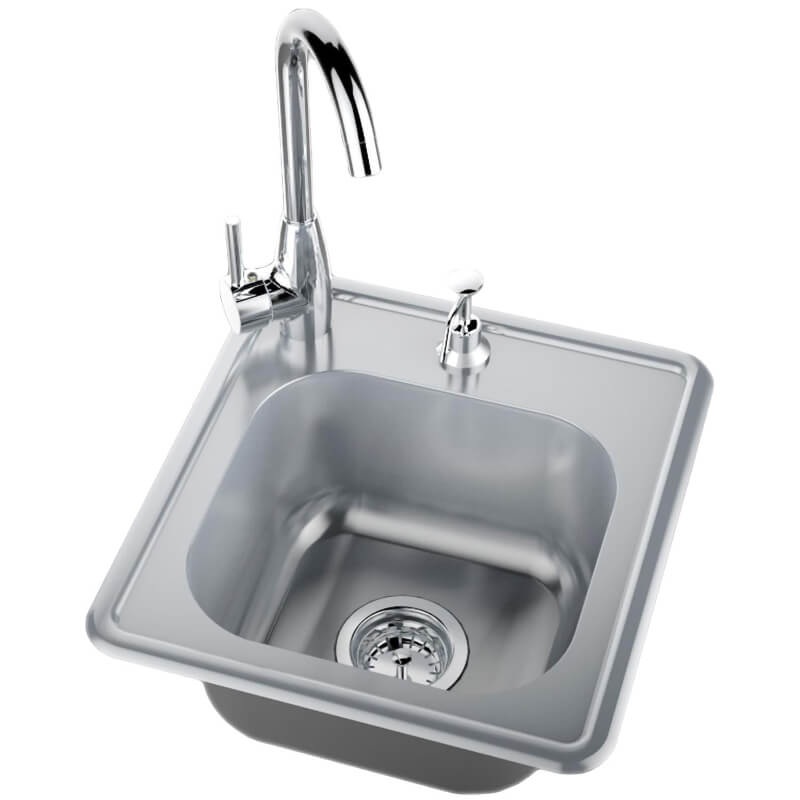 Sunstone 17 X 16 Outdoor Stainless Steel Drop In Sink With Hot/Cold Faucet - A-SS17