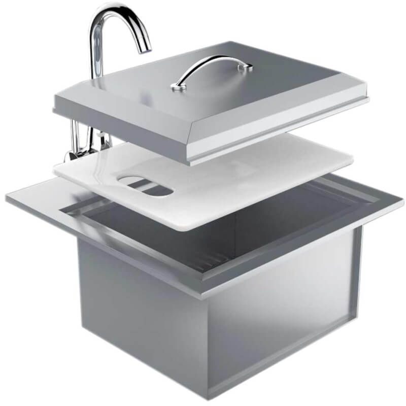 Sunstone Premium 21 X 20 Outdoor Stainless Steel Drop In Sink With Faucet