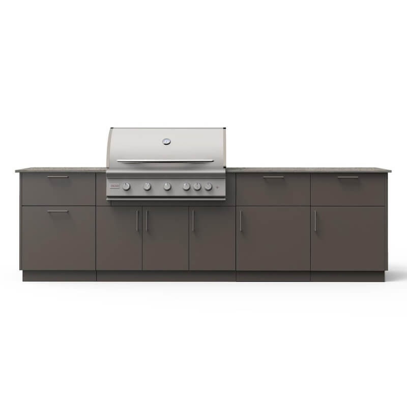 Blaze High Noon 10-Ft Outdoor Kitchen Island w/ 40-Inch Premium LTE+ Grill in Gunmetal w/ Keon Countertop