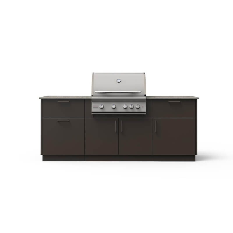 Blaze Sunrise 8-Ft Outdoor Kitchen Island w/ 32-Inch Premium LTE+ Gas Grill in Architectural Bronze w/ Keon Countertop