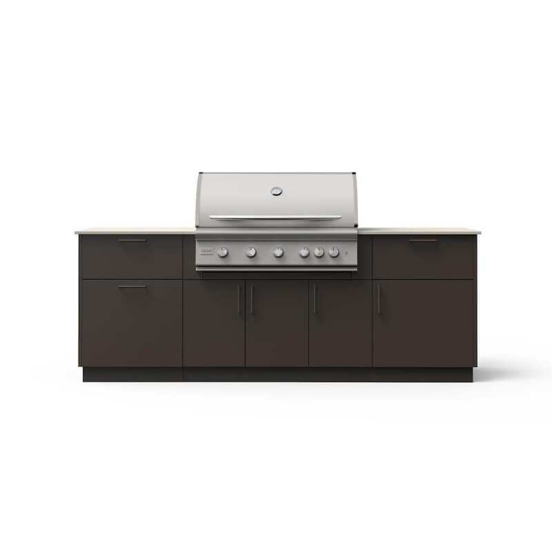 Blaze Sunrise 8-Ft Outdoor Kitchen Island w/ 40-Inch Premium LTE+ Gas Grill in Architectural Bronze w/ Keon Countertop