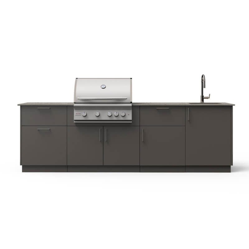 Blaze Sunset 10-Ft Outdoor Kitchen Island w/ 32-Inch Premium LTE+ Grill in Gunmetal w/ Keon Countertop