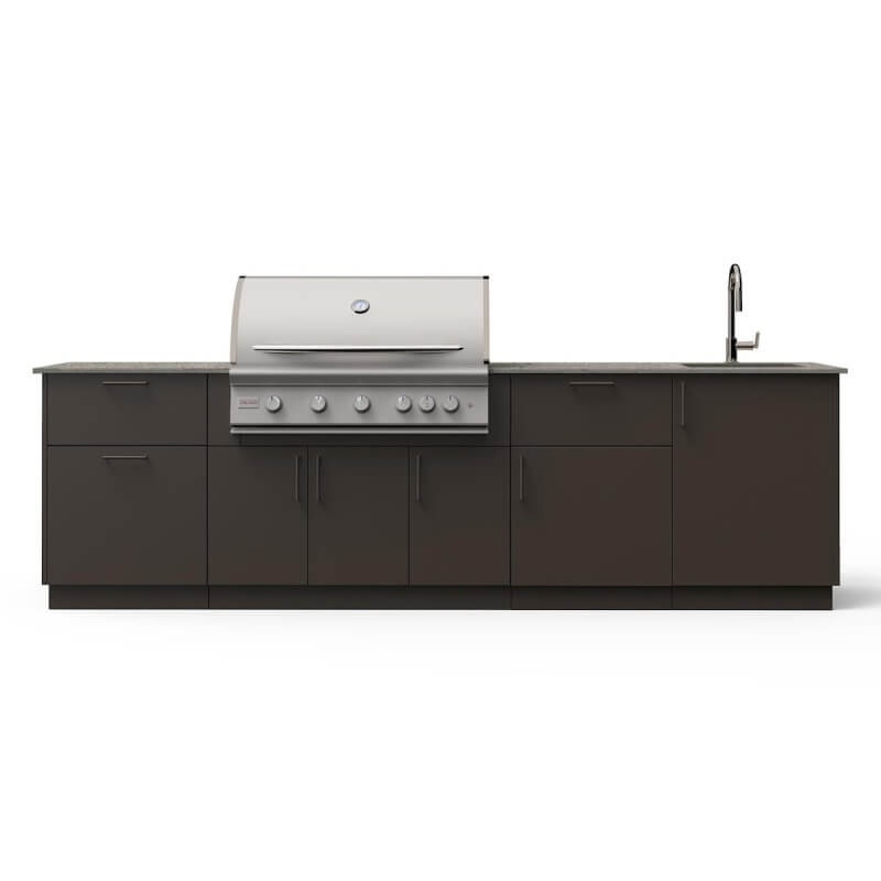 Blaze Sunset 10-Ft Outdoor Kitchen Island w/ 40-Inch Premium LTE+ Grill in Architectural Bronze w/ Keon Countertop