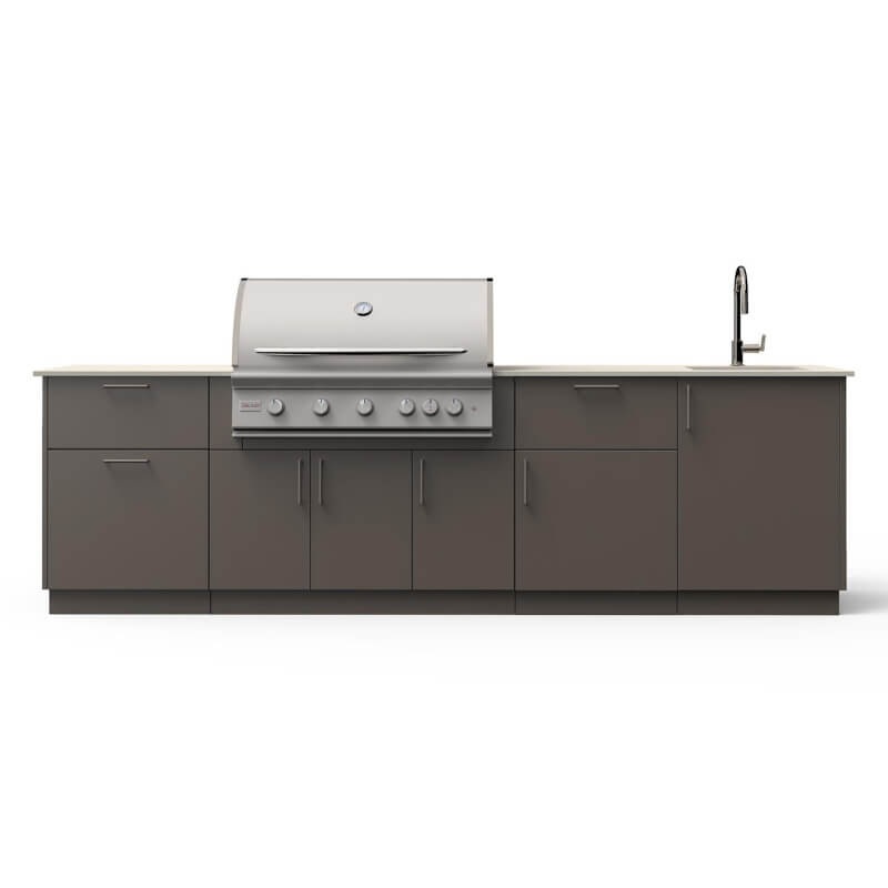 Blaze Sunset 10-Ft Outdoor Kitchen Island w/ 40-Inch Premium LTE+ Grill in Gunmetal w/ Aeris Countertop