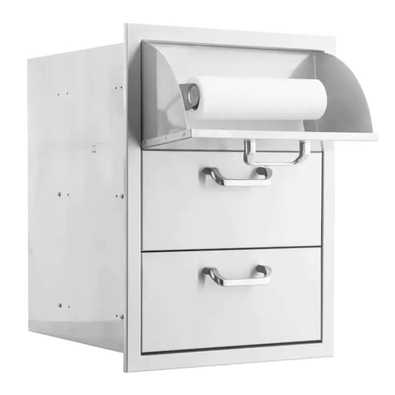 PCM 260 Series 16-Inch Stainless Steel Triple Drawer w/ Paper Towel Holder - Traditional