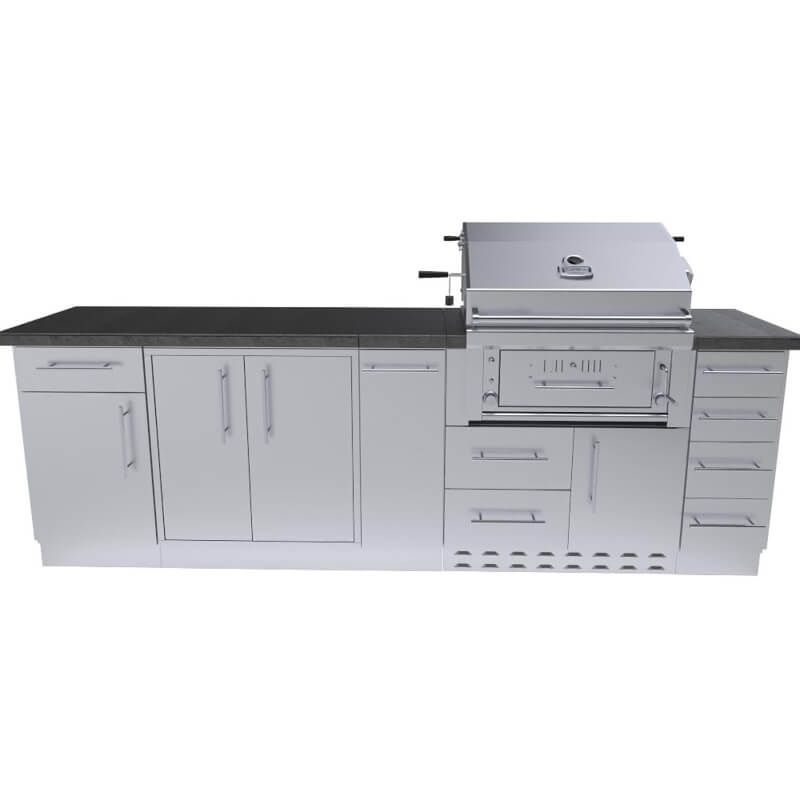 Sunstone Alamo 9 Ft Hybrid Gas Charcoal Grill Island Package