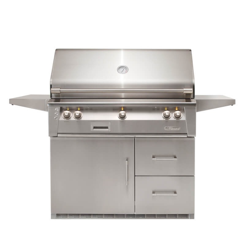 Alfresco ALXE 42-Inch Gas Grill on Refrigerated Cart With Rotisserie