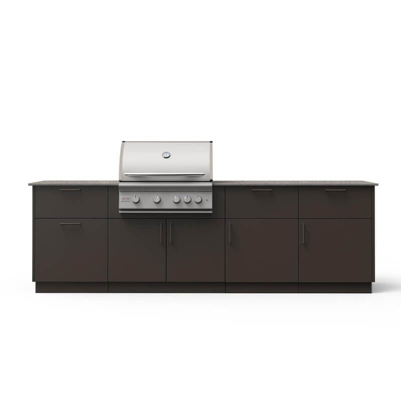 Blaze High Noon 10-Ft Outdoor Kitchen Island w/ Marine Grade 32-Inch Premium LTE+ Grill in Architectural Bronze w/ Keon Countertop