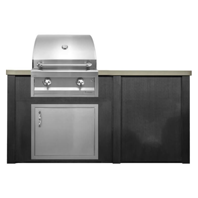 Haven 5.5 Ft. Outdoor Kitchen Island w/ Artisan American Eagle 26-Inch Grill & Single Access Door - Brushed Black