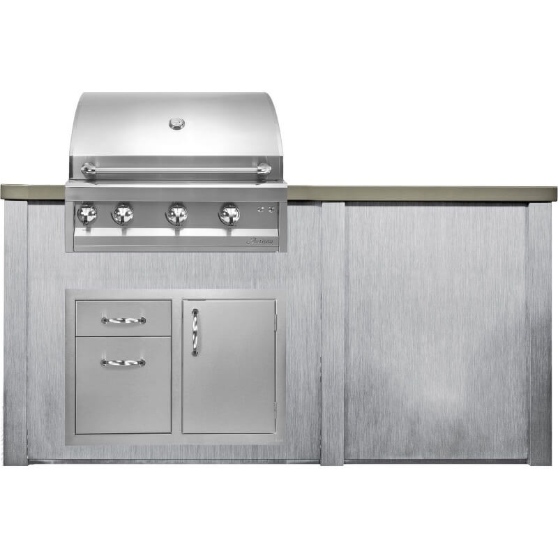Haven 6 Ft. Outdoor Kitchen Island w/ Artisan 32-Inch Grill, 32-Inch Access Doors - Harbor Gray