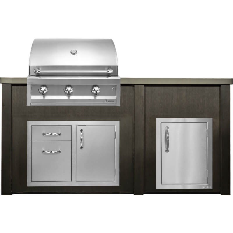 Haven 6 Ft. Outdoor Kitchen Island w/ Artisan 32-Inch Grill, 32-Inch Access Doors, & Single Door - Antique Bronze