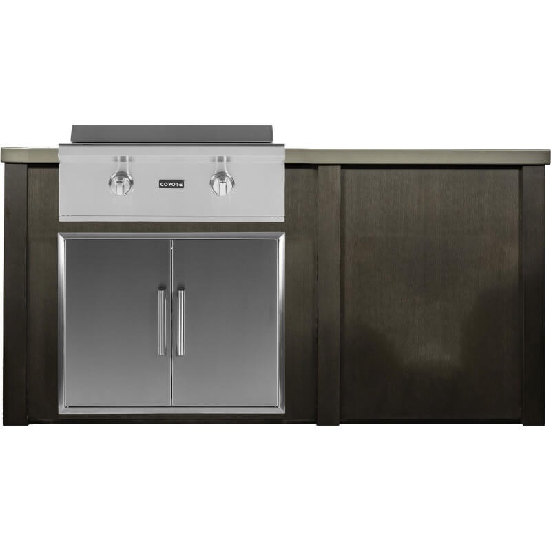 Haven 6 Ft. Outdoor Kitchen Island w/ Coyote 30-Inch Flat Top Grill & 31-Inch Double Door - Antique Bronze