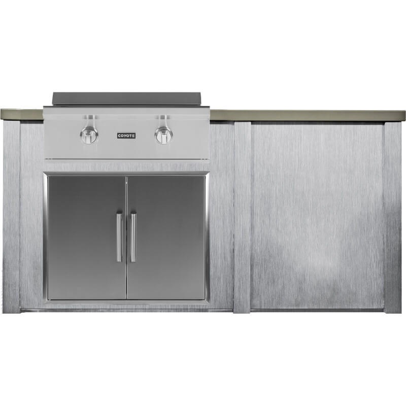 Haven 6 Ft. Outdoor Kitchen Island w/ Coyote 30-Inch Flat Top Grill & 31-Inch Double Door - Harbor Gray