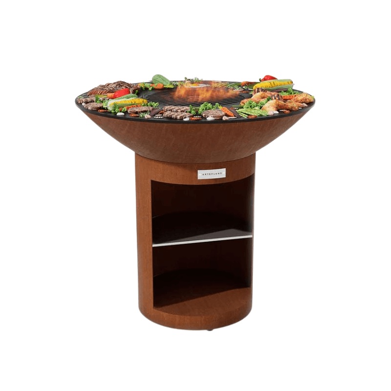 Arteflame Classic 40 Inch Tall Round Base Grill With Storage