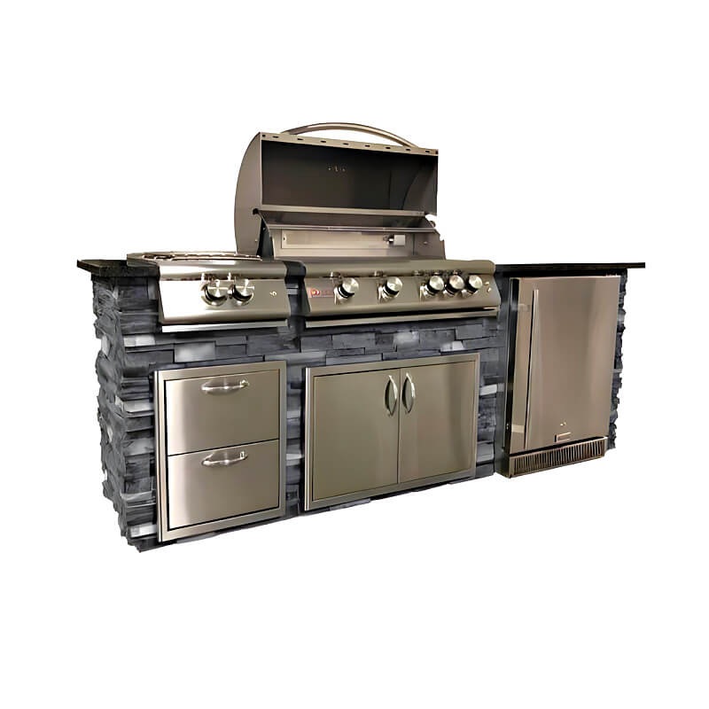 Tru Innovative Outdoor 8ft Grill Island Package w/ Blaze Premium LTE Grill & Power Burner