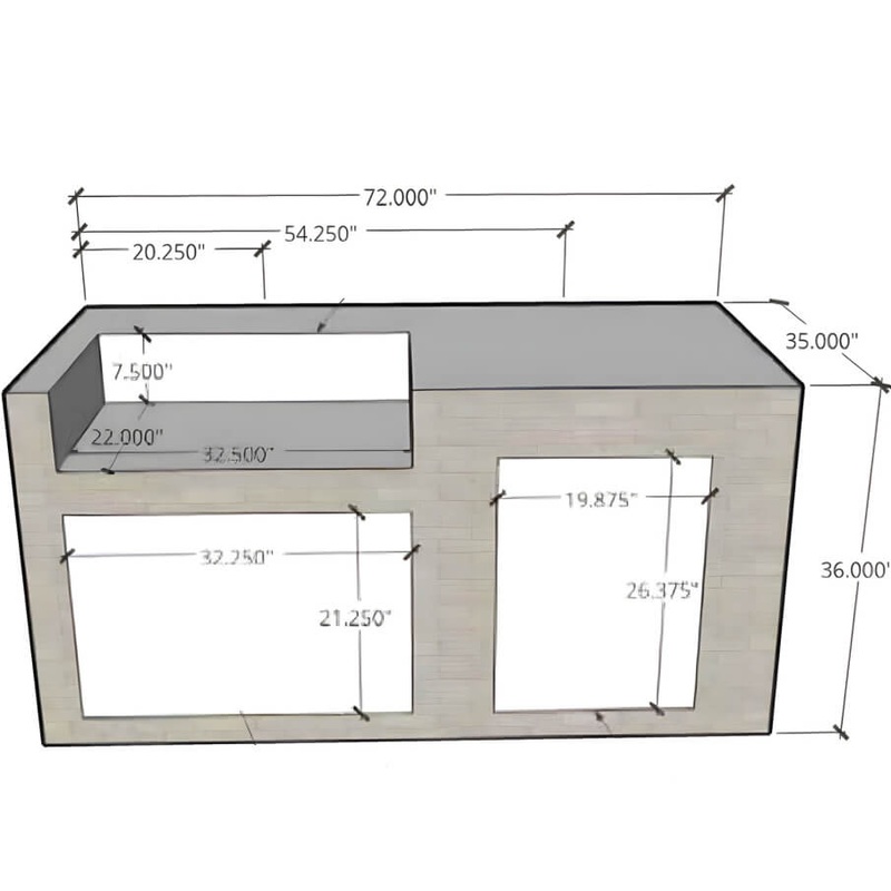 EZ Finish Outdoor Systems 6 Ft Ready To Finish Outdoor Kitchen w/ Grill, Trash Drawer & Storage