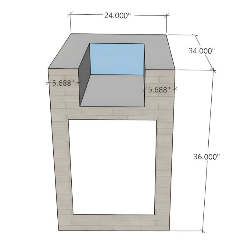 EZ Finish Systems Ready To Finish 24-Inch Outdoor Kitchen Side Burner Cabinet With Double Drawer
