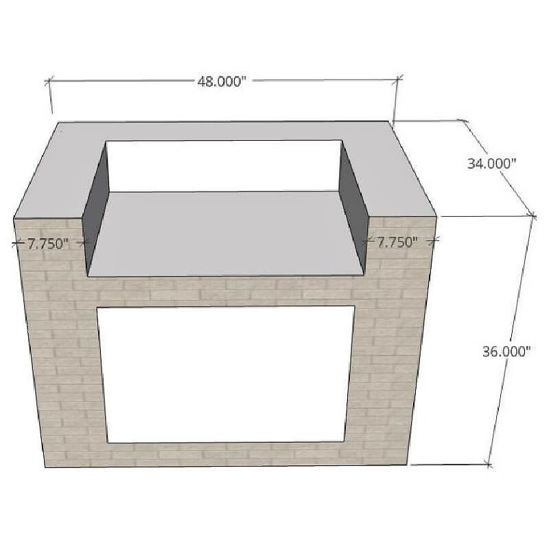 EZ Finish Systems Ready To Finish 48-Inch Outdoor Kitchen Grill Cabinet With 32-Inch Grill & Storage