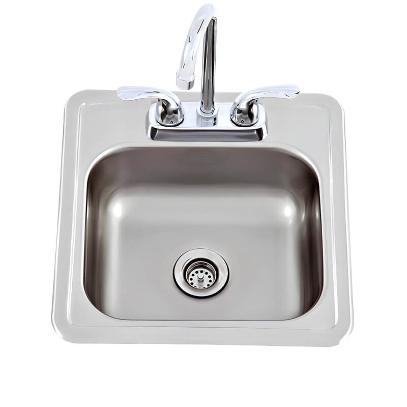 Lion 15 x 15-Inch Outdoor Stainless Steel Sink With Hot/Cold Faucet - 54167