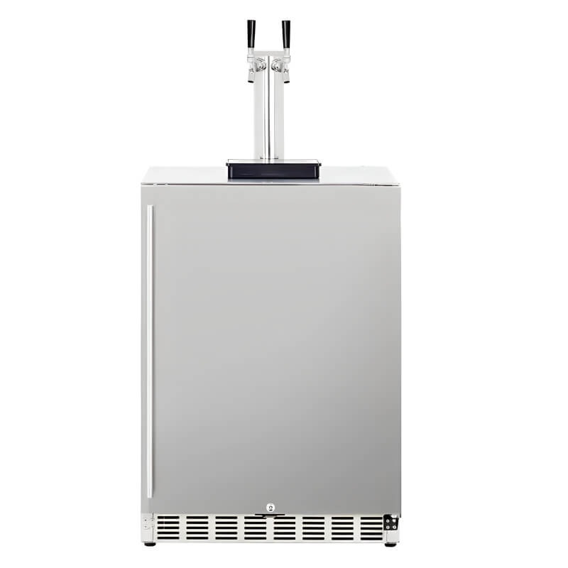 TrueFlame 24-Inch 6.6 Cu. Ft. Outdoor Rated Double Tap Kegerator - TF-RFR-24DK2