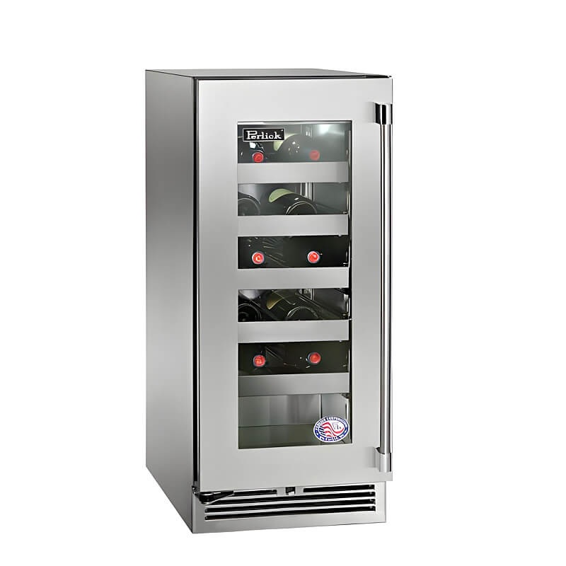 Perlick 15-Inch Signature Series Stainless Steel Glass Door Outdoor Wine Reserve - HP15WO-4-3