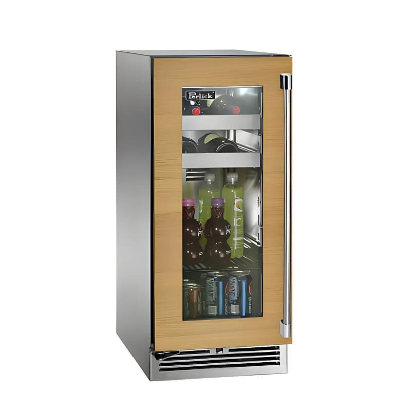 Perlick 15-Inch Signature Series Stainless Steel Panel Ready Glass Door Outdoor Beverage Center