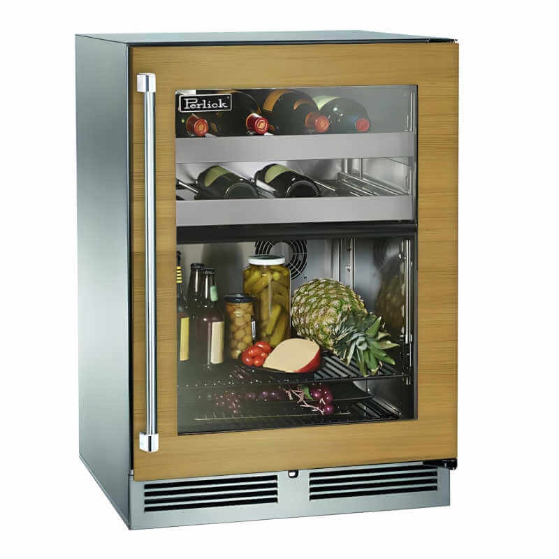 Perlick 24-Inch Signature Series Panel Ready Glass Door Outdoor Beverage Center - HP24BO-4-4