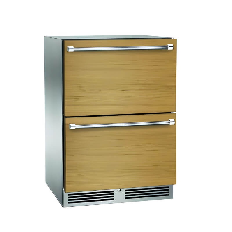Perlick 24-Inch Signature Series Panel Ready Outdoor Dual Zone Refrigerator/Freezer Drawers w/ Lock - HP24ZO-4-6DL