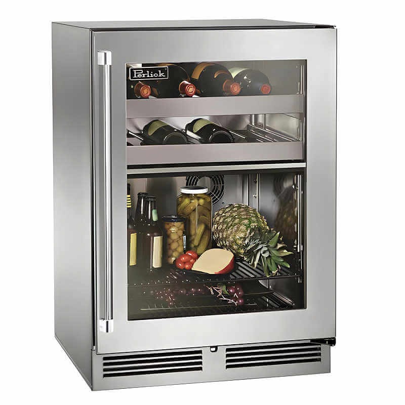 Perlick 24-Inch Signature Series Stainless Steel Glass Door Outdoor Beverage Center - HP24BO-4-3