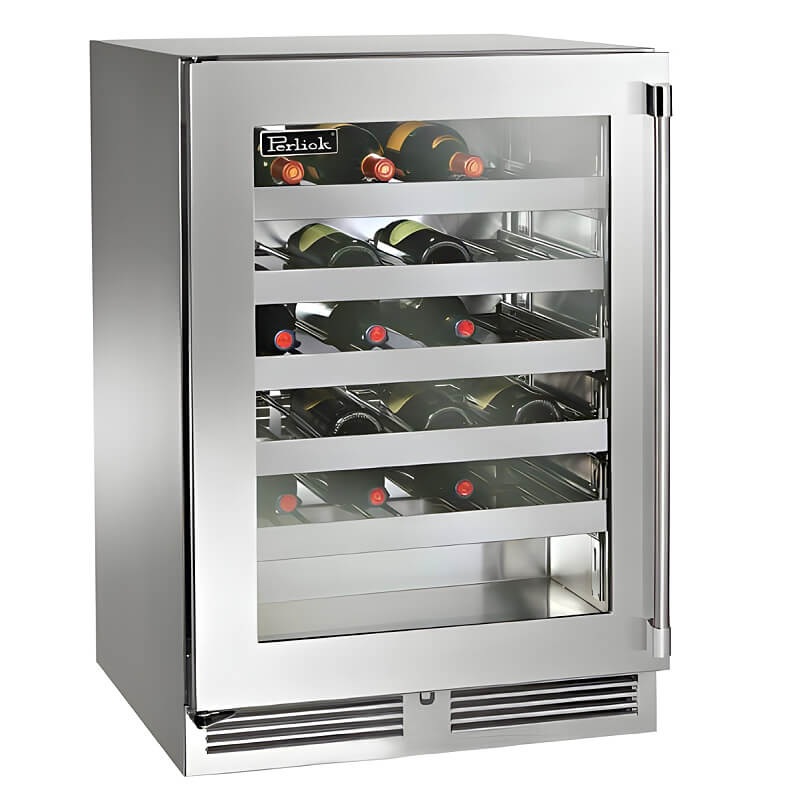Perlick 24-Inch Signature Series Stainless Steel Glass Door Outdoor Wine Reserve - HP24WO-4-3