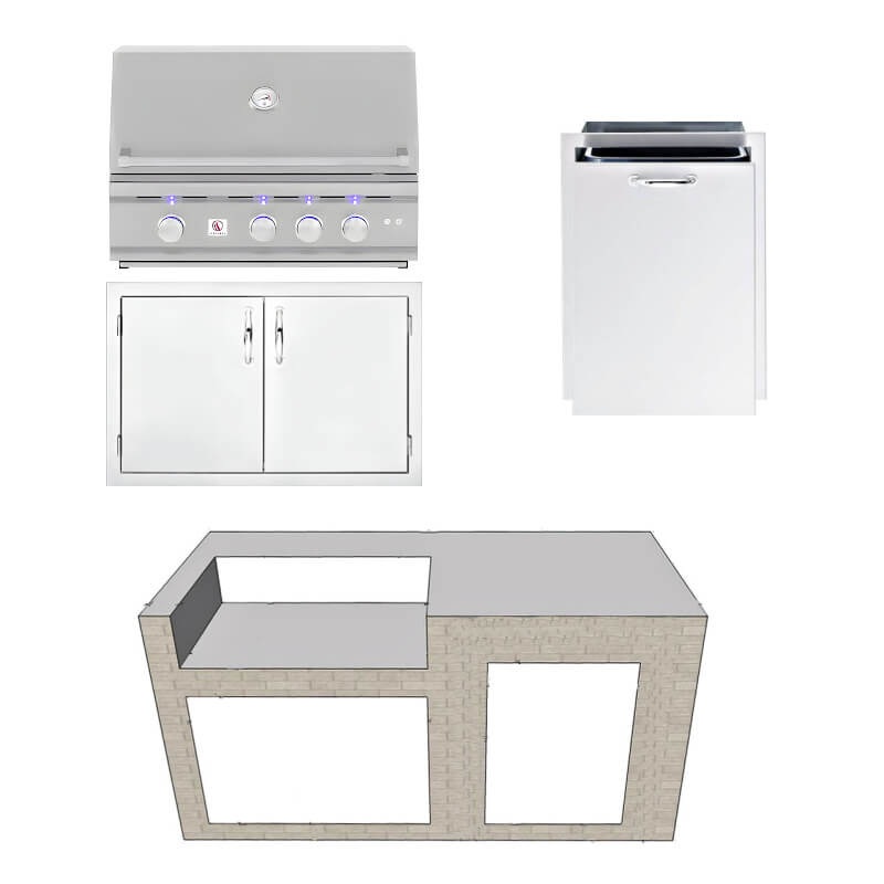 EZ Finish Systems 6 Ft Ready-To-Finish Grill Island w/ Summerset TRL 32-Inch Grill, Double Door, And Trash Drawer