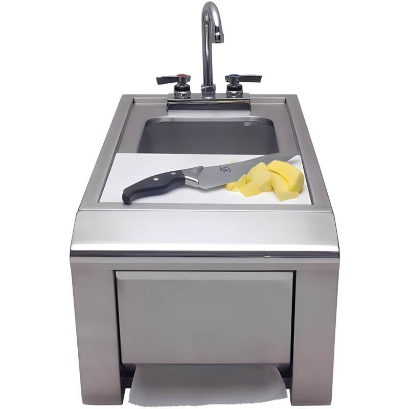 Alfresco 14-Inch Outdoor Rated Prep And Wash Sink With Towel Dispenser With Marine Armour