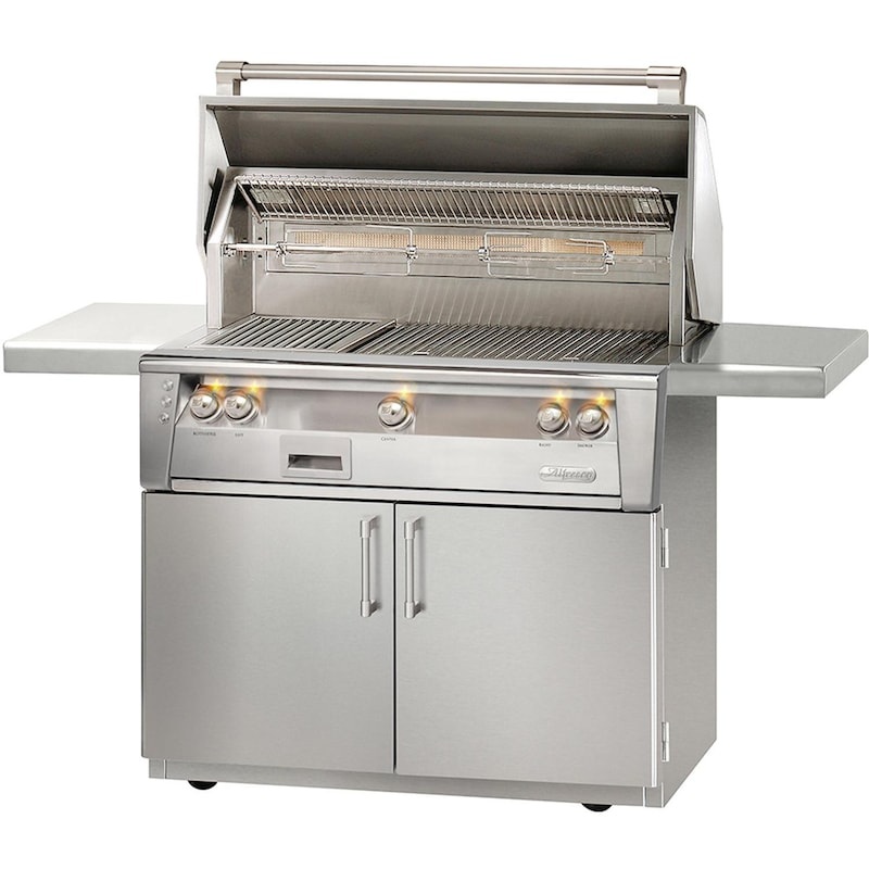 Alfresco ALXE 42-Inch Freestanding Gas Grill With Marine Armour, Sear Zone, And Rotisserie