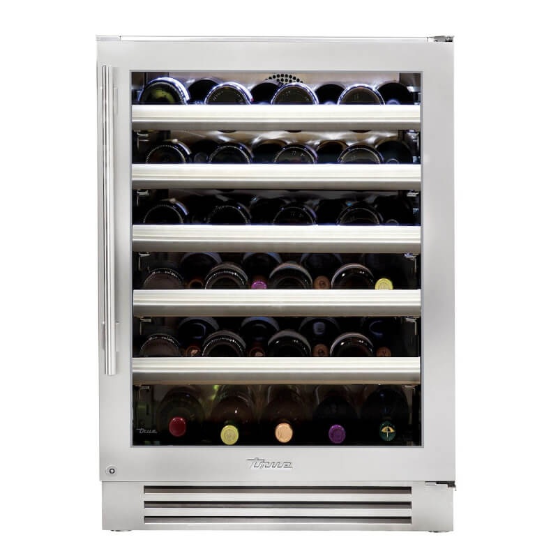 True 24 Inch 45 Bottle Glass Door Outdoor Wine Cabinet - Stainless Steel