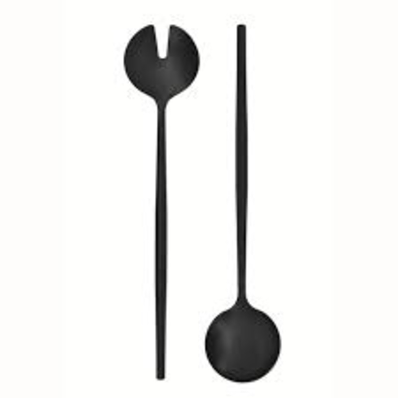 Natural Living Stainless Steel Salad Servers, Black
