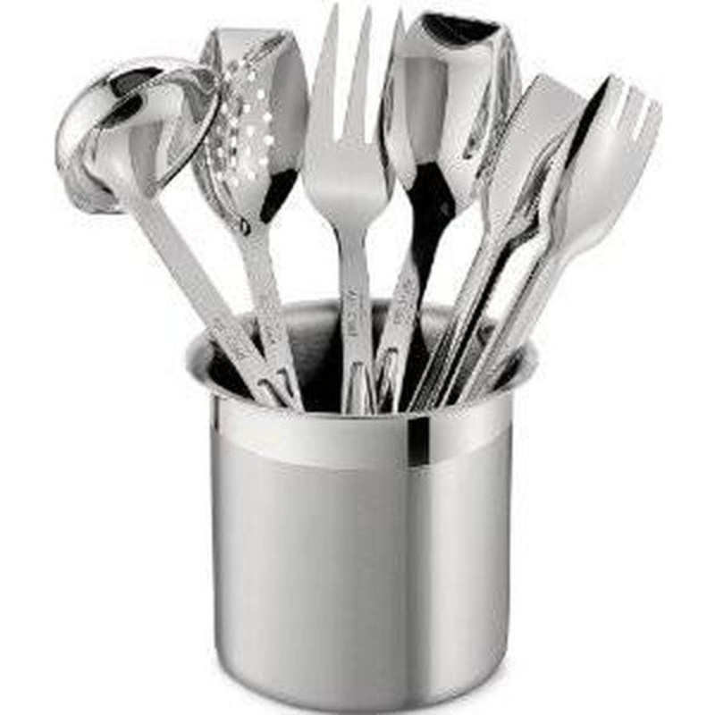 All-Clad Stainless Steel Cook & Serve 6 piece Utensil Set with Holder  Floor Model