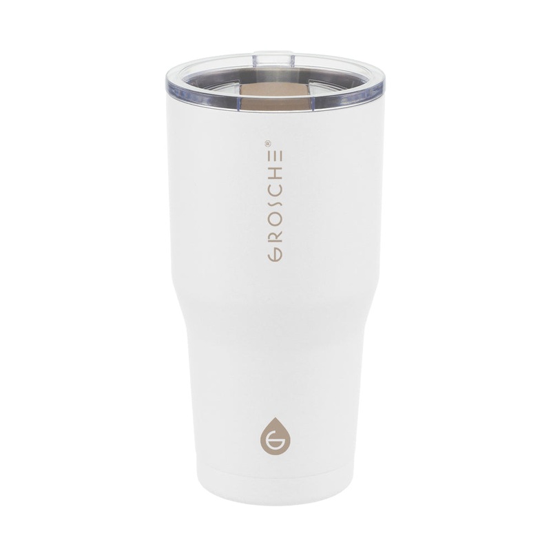 Grosche YUKON Stainless Steel Insulated Travel Mug with Slider Lid, 20oz - Cream White