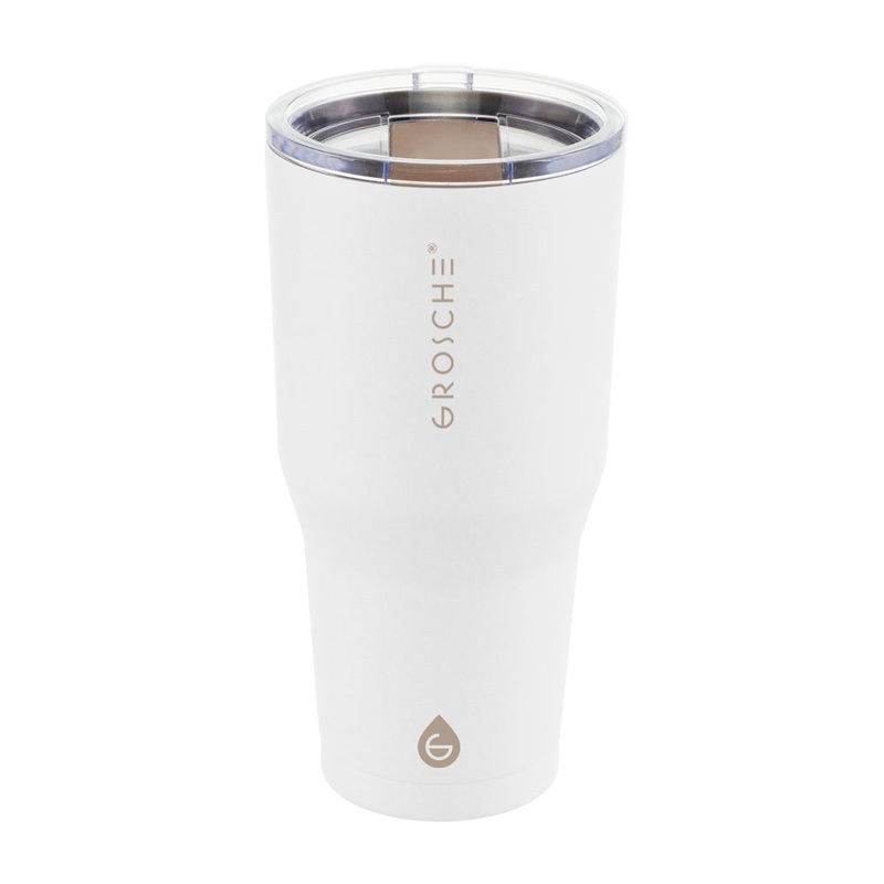 Grosche YUKON Stainless Steel Insulated Travel Tumbler with Slider Lid, 30oz - Cream White