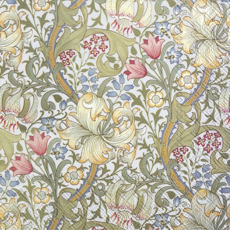 IHR William Morris Paper Cocktail Napkins - Golden Lily White