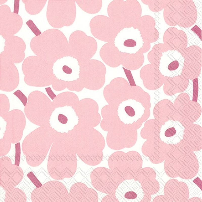 Marimekko Paper Cocktail Napkins - MINI UNIKKO Light Rose